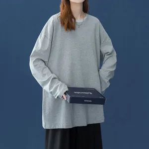 Long sleeve T-Shirt for Women Basic Oversized T Shirt Casual O-Neck Top