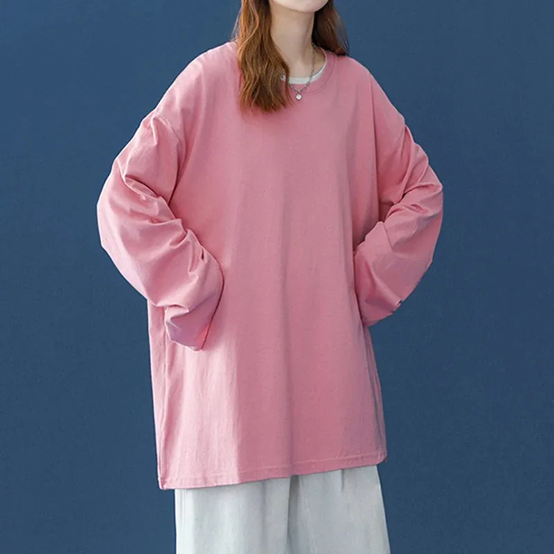 Long sleeve T-Shirt for Women Basic Oversized T Shirt Casual O-Neck Top
