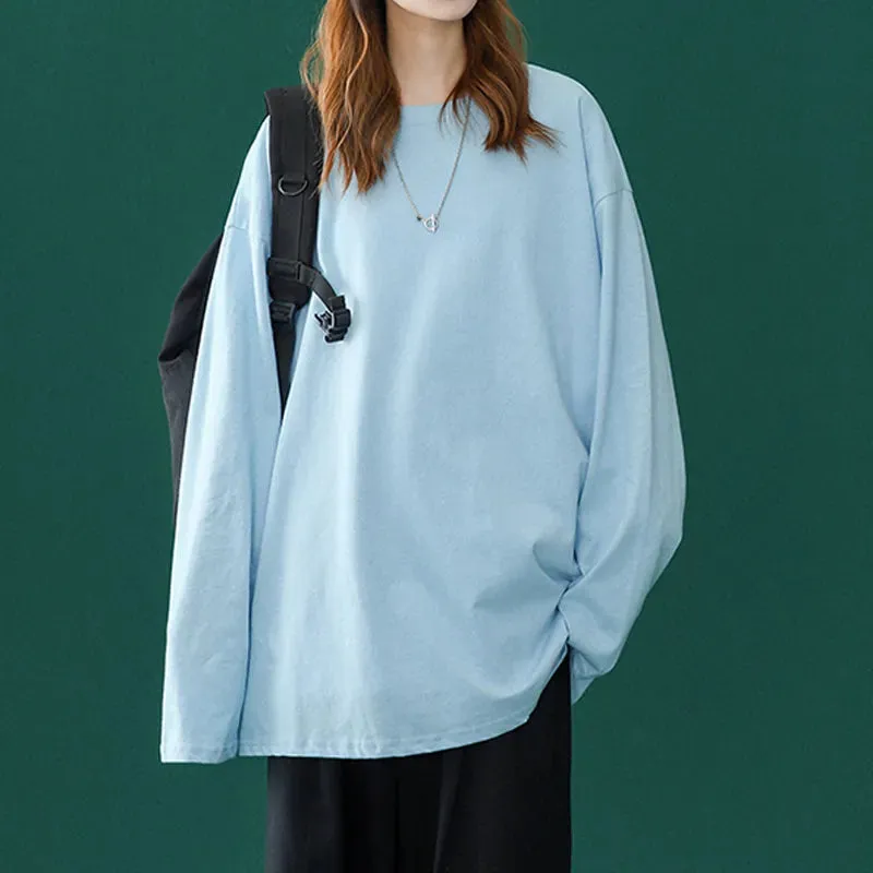 Long sleeve T-Shirt for Women Basic Oversized T Shirt Casual O-Neck Top