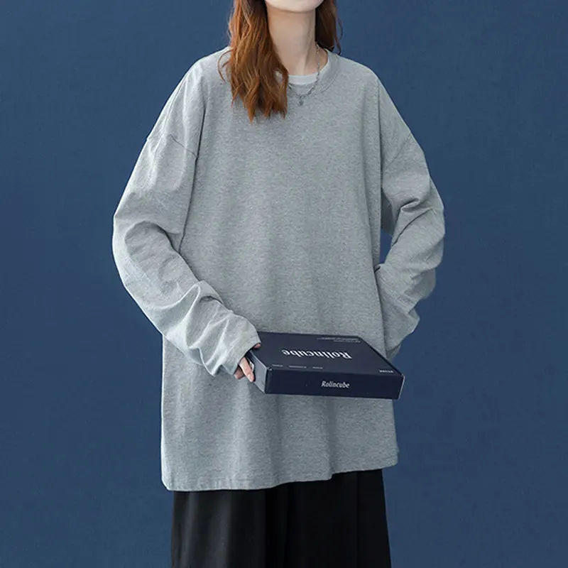 Long sleeve T-Shirt for Women Basic Oversized T Shirt Casual O-Neck Top