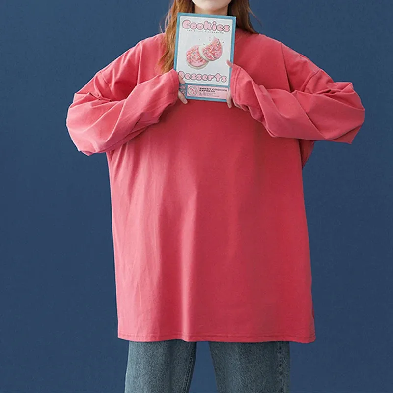 Long sleeve T-Shirt for Women Basic Oversized T Shirt Casual O-Neck Top