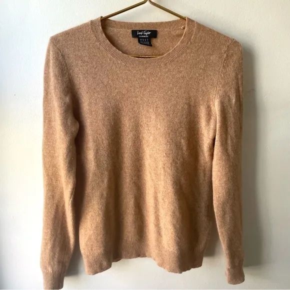 Lord &amp; Taylor Cashmere Pullover Crewneck Tan Sweater