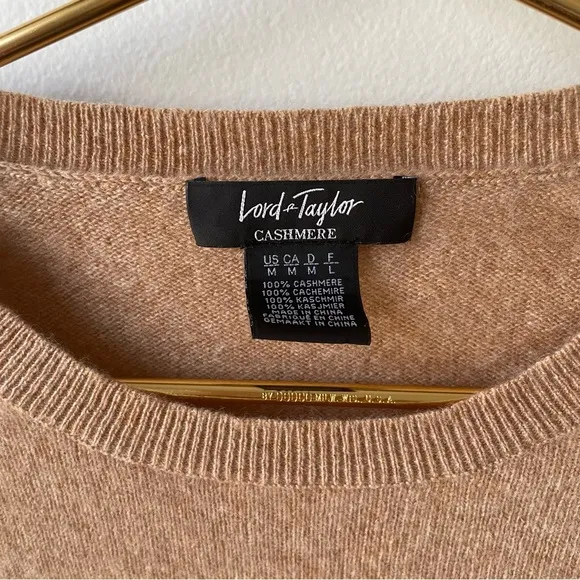 Lord &amp; Taylor Cashmere Pullover Crewneck Tan Sweater