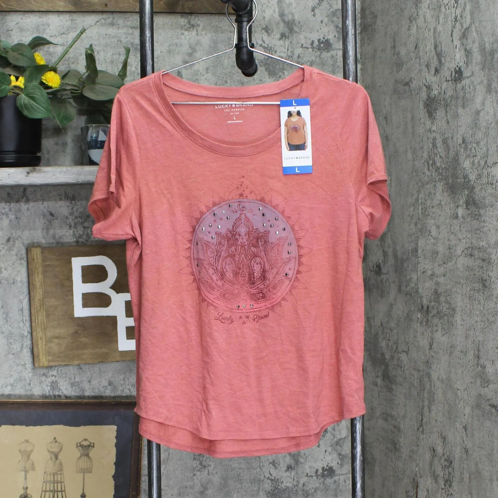 Lucky Brand Womens Short Sleeve Graphic T-Shirt Tee 1429297