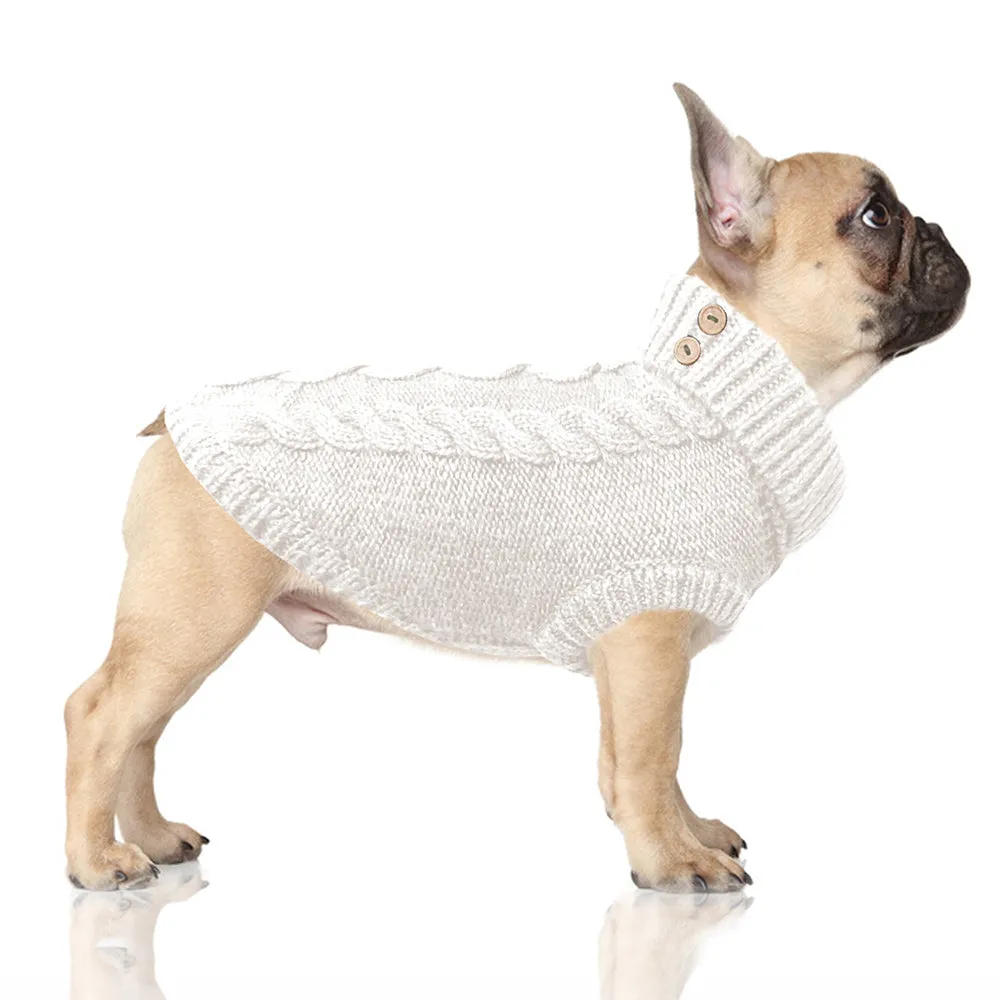 LUXE Cable Dog Sweater in Ivory