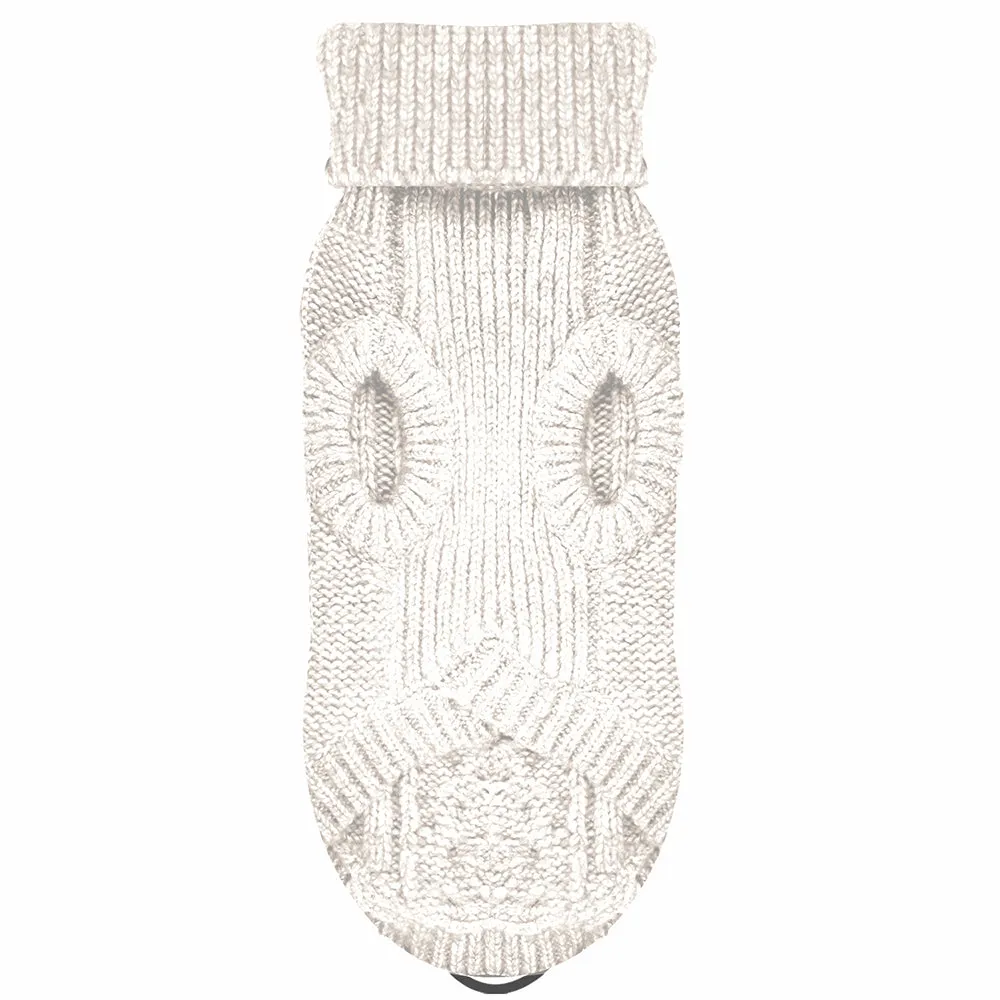 LUXE Cable Dog Sweater in Ivory