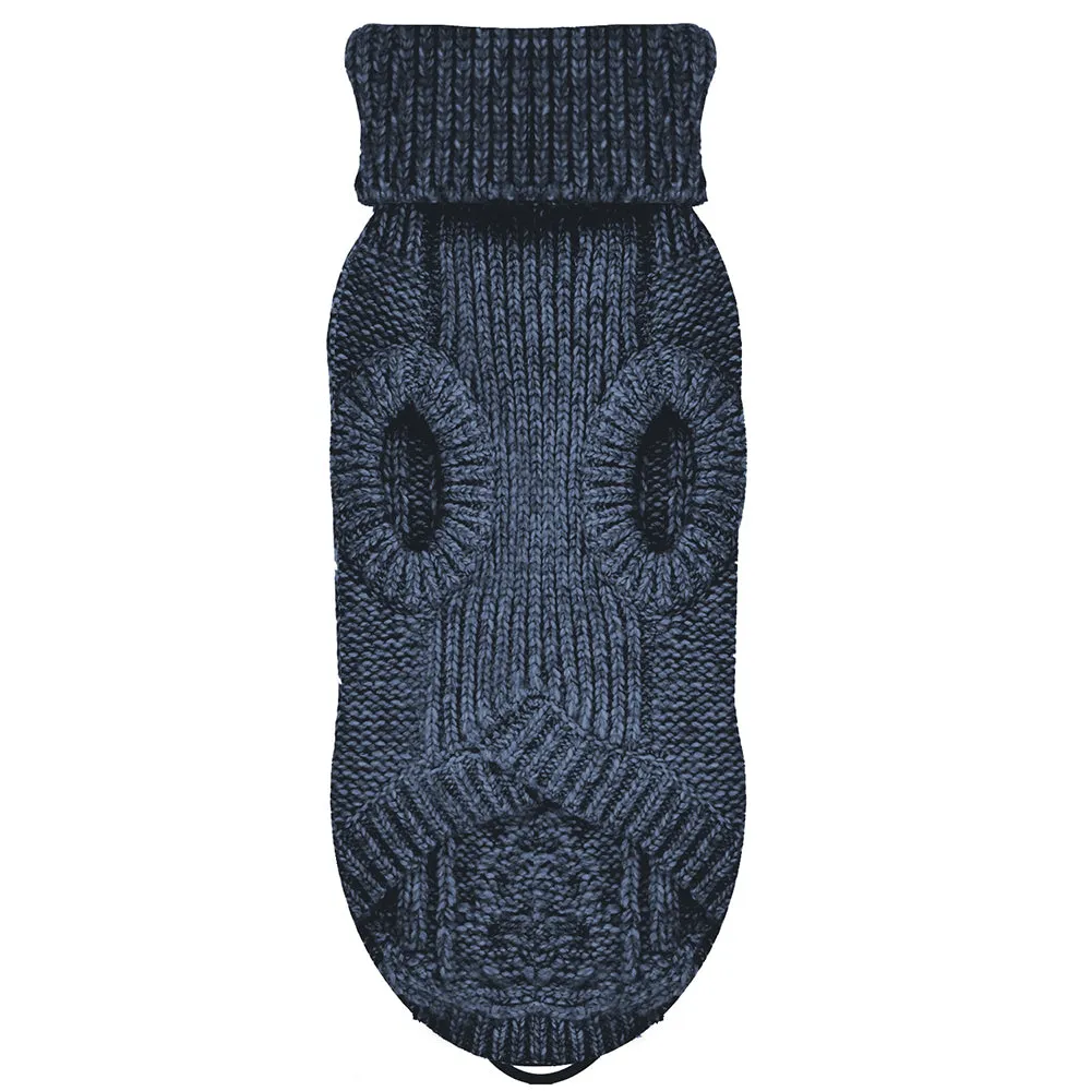 LUXE Cable Dog Sweater in Navy