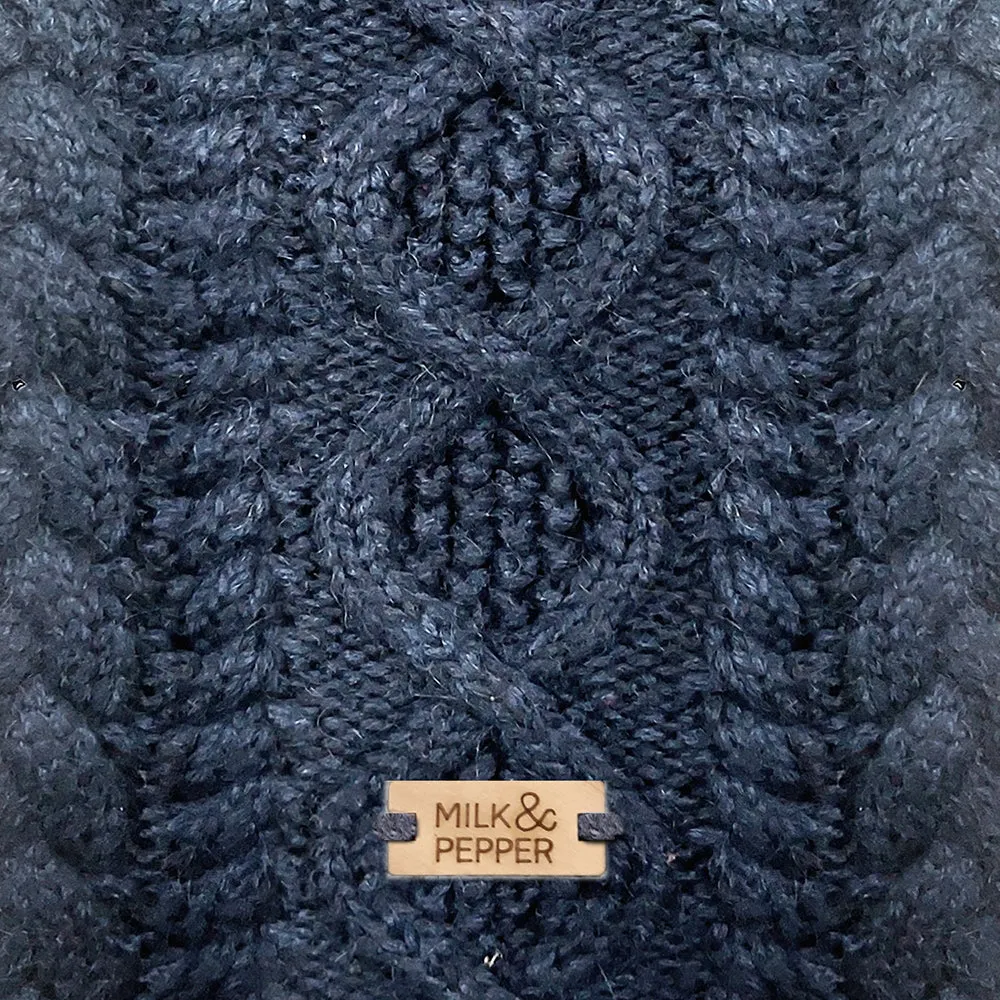 LUXE Cable Dog Sweater in Navy