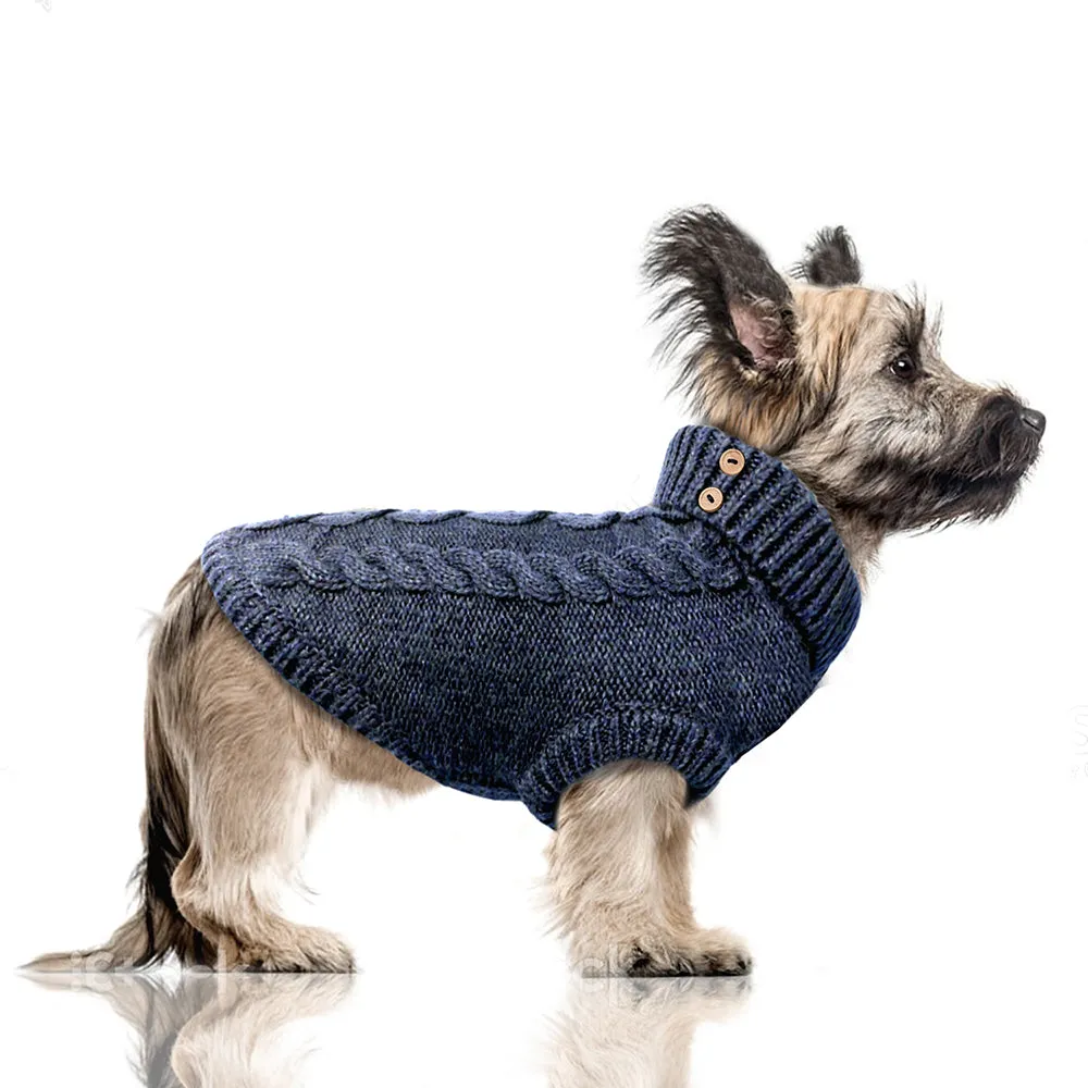 LUXE Cable Dog Sweater in Navy