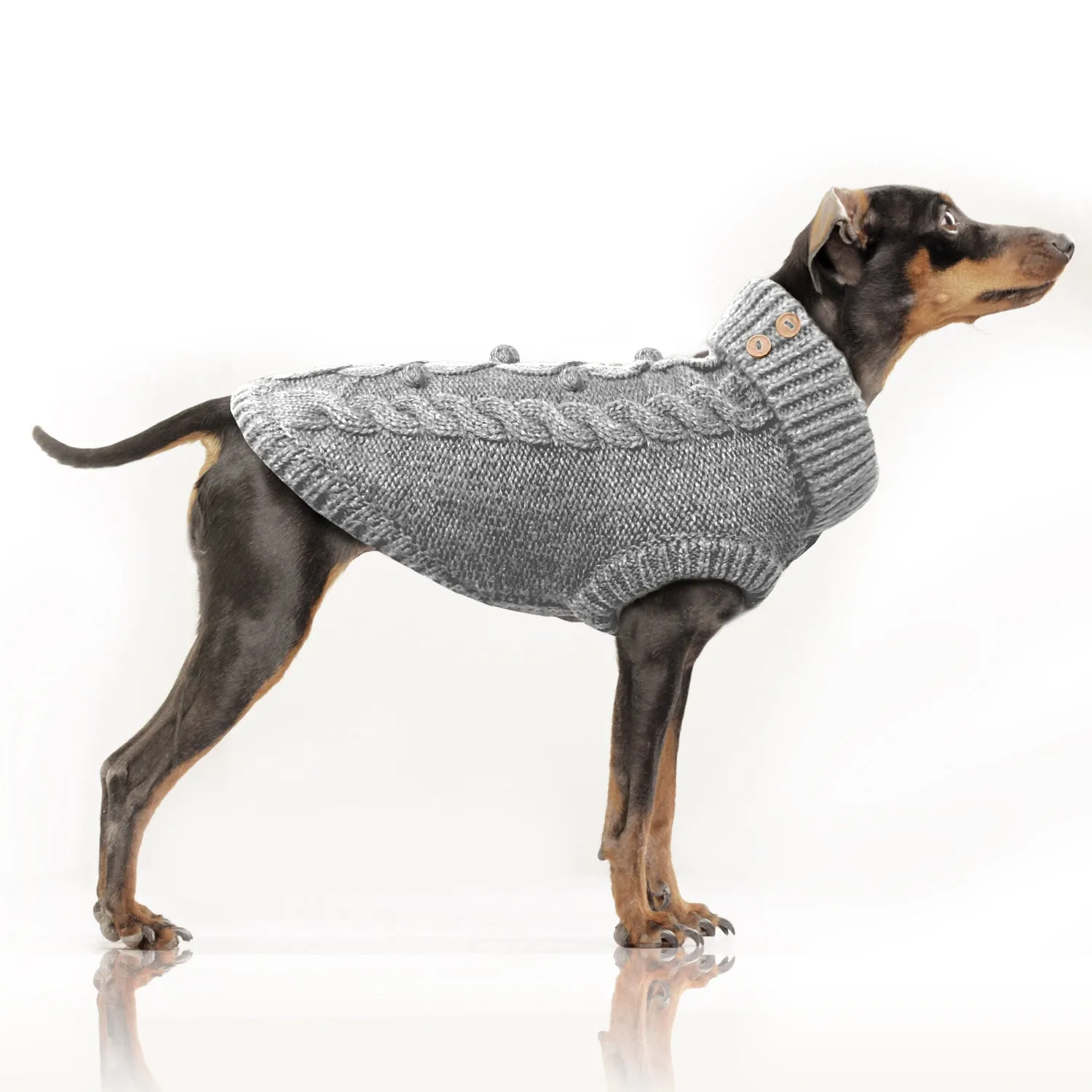 LUXE Cable Dog Sweater in Platinum (Bulldog Sizes Available)