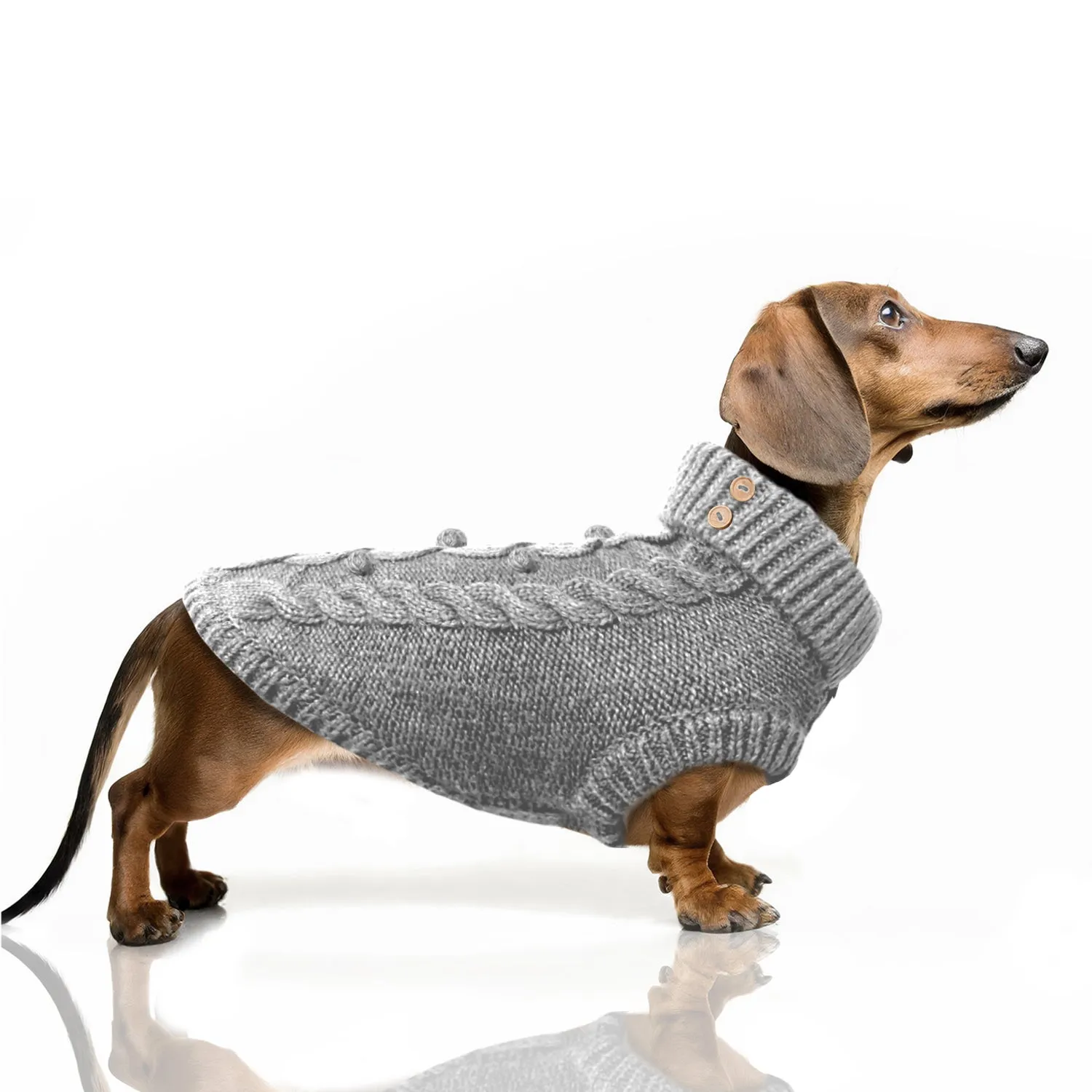 LUXE Cable Dog Sweater in Platinum (Bulldog Sizes Available)