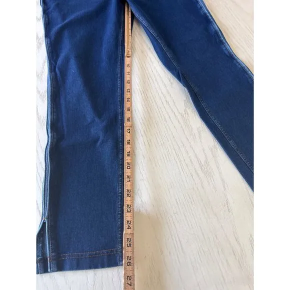 Lysse Women's Side Slit Blue Denim Straight Leg Jeans Size L