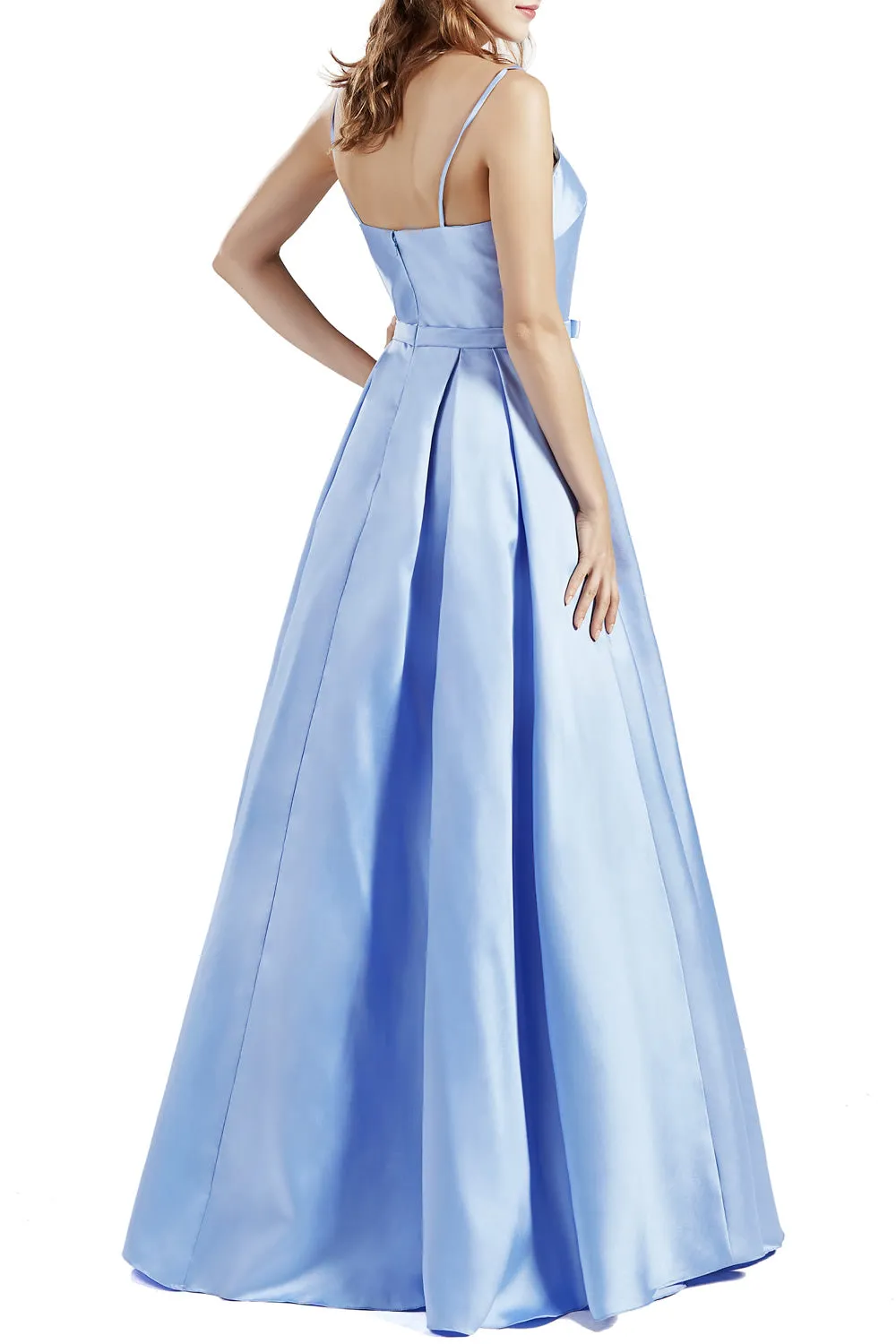 MACloth Women Long Sleeveless Satin Prom Party Dresses Homecoming Evening Gown