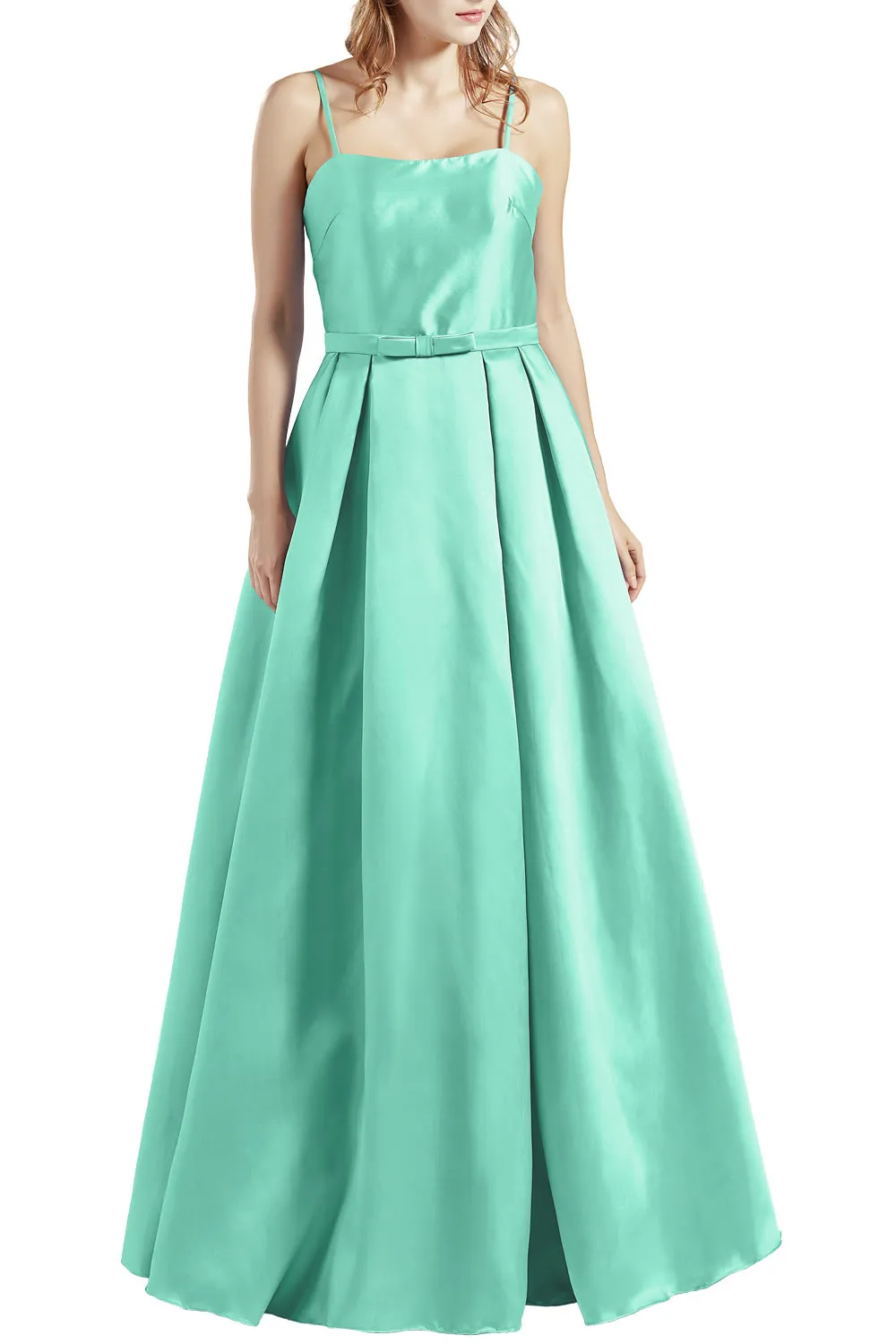 MACloth Women Long Sleeveless Satin Prom Party Dresses Homecoming Evening Gown