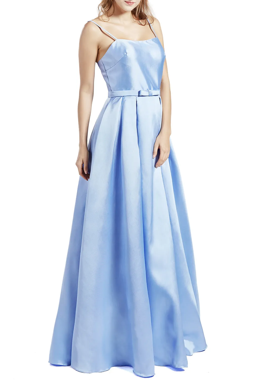 MACloth Women Long Sleeveless Satin Prom Party Dresses Homecoming Evening Gown
