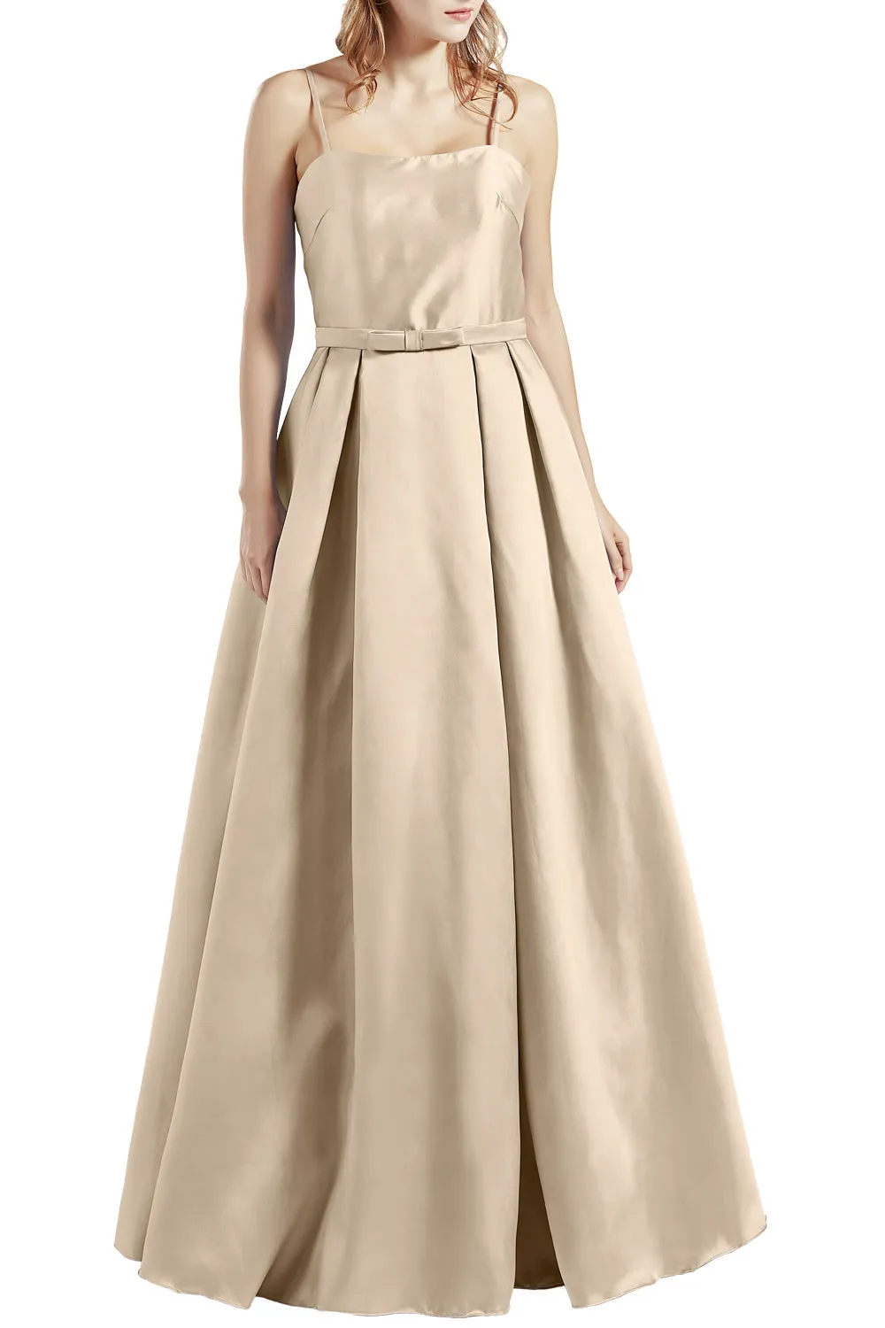 MACloth Women Long Sleeveless Satin Prom Party Dresses Homecoming Evening Gown