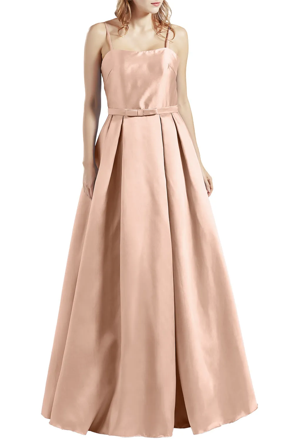 MACloth Women Long Sleeveless Satin Prom Party Dresses Homecoming Evening Gown