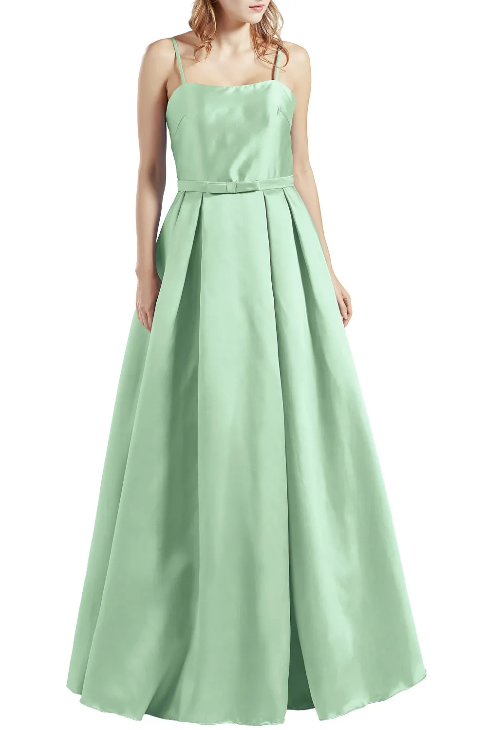 MACloth Women Long Sleeveless Satin Prom Party Dresses Homecoming Evening Gown
