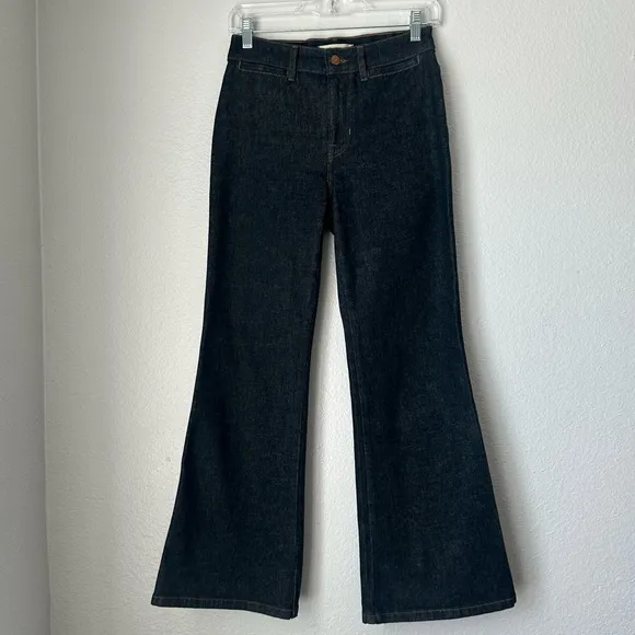 Madewell 11” High Rise Flare Jeans Durland Dark Wash DM6983 Size 25 petite