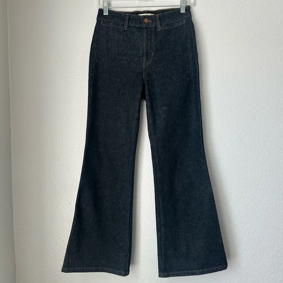 Madewell 11” High Rise Flare Jeans Durland Dark Wash DM6983 Size 25 petite