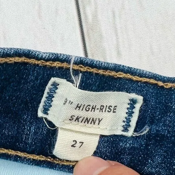 Madewell 9” High Rise Skinny  Factory Destroyed Jeans Size 27