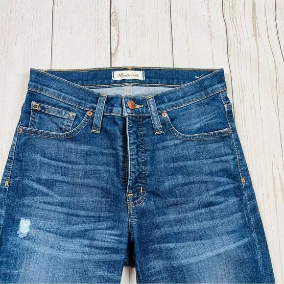 Madewell 9” High Rise Skinny  Factory Destroyed Jeans Size 27
