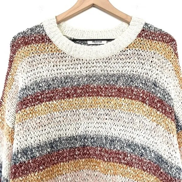 Madewell Baez Rainbow Stripe Pullover Sweater