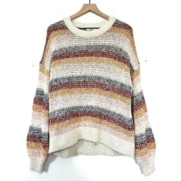 Madewell Baez Rainbow Stripe Pullover Sweater