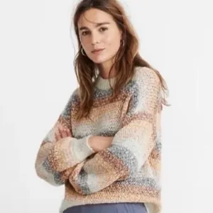 Madewell Baez Rainbow Stripe Pullover Sweater