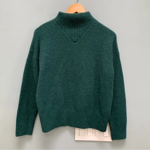 Madewell Dillon Mockneck sweater in Heathered Spruce Dark Green XS