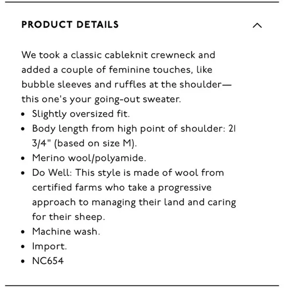 Madewell Hollydene Ruffle-Shoulder Pullover Sweater