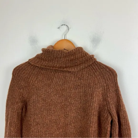 Madewell Mercer Turtleneck Chunky Wool Blend Sweater Pullover Rust Orange XS NWT