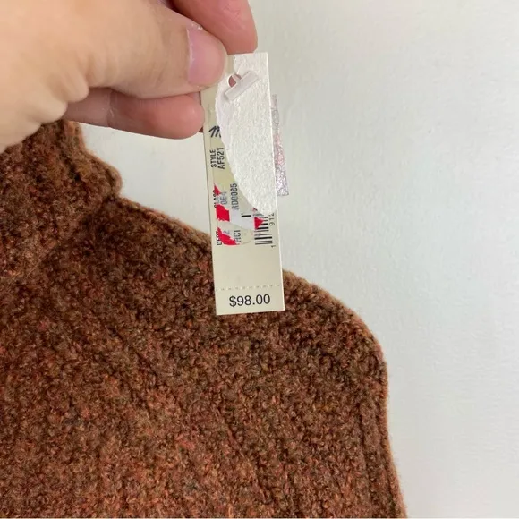 Madewell Mercer Turtleneck Chunky Wool Blend Sweater Pullover Rust Orange XS NWT