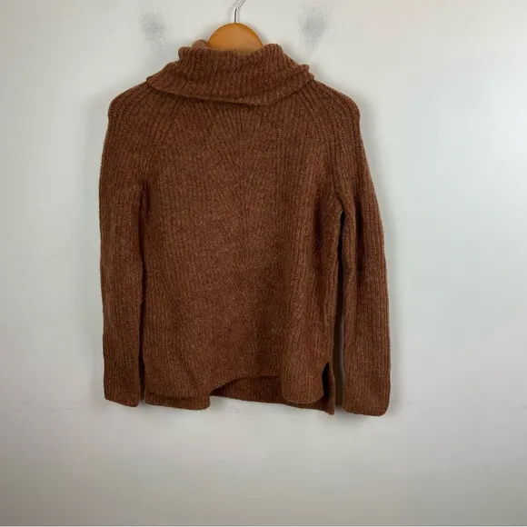 Madewell Mercer Turtleneck Chunky Wool Blend Sweater Pullover Rust Orange XS NWT