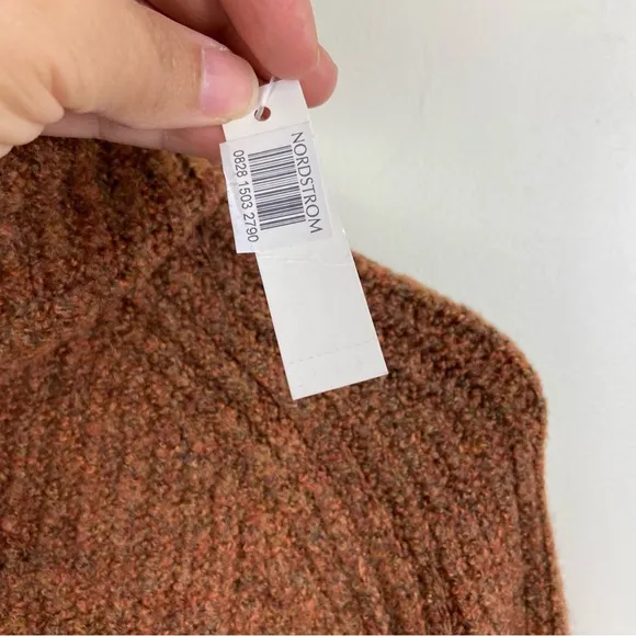 Madewell Mercer Turtleneck Chunky Wool Blend Sweater Pullover Rust Orange XS NWT