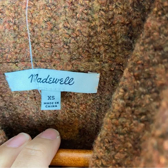 Madewell Mercer Turtleneck Chunky Wool Blend Sweater Pullover Rust Orange XS NWT