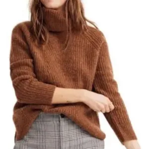 Madewell Mercer Turtleneck Chunky Wool Blend Sweater Pullover Rust Orange XS NWT