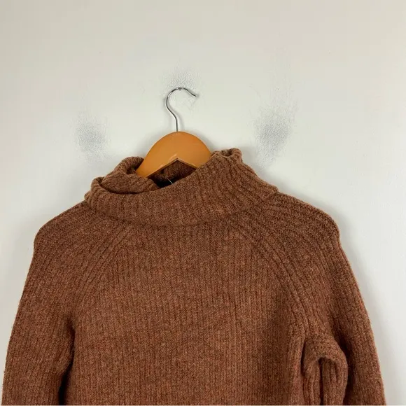 Madewell Mercer Turtleneck Chunky Wool Blend Sweater Pullover Rust Orange XS NWT