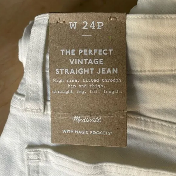 Madewell NWT Petite Perfect Vintage Straight Jeans Size 24P High Rise