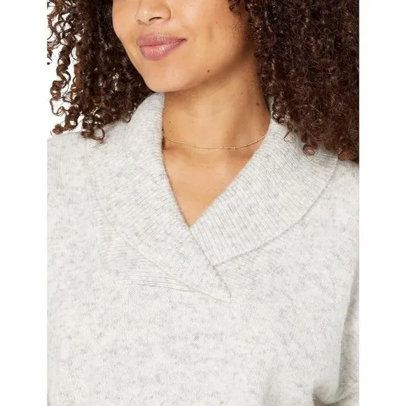 Madewell NWT Vinson Shawl-Collar Pullover Sweater Heather Stonewall size Small