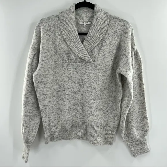 Madewell NWT Vinson Shawl-Collar Pullover Sweater Heather Stonewall size Small