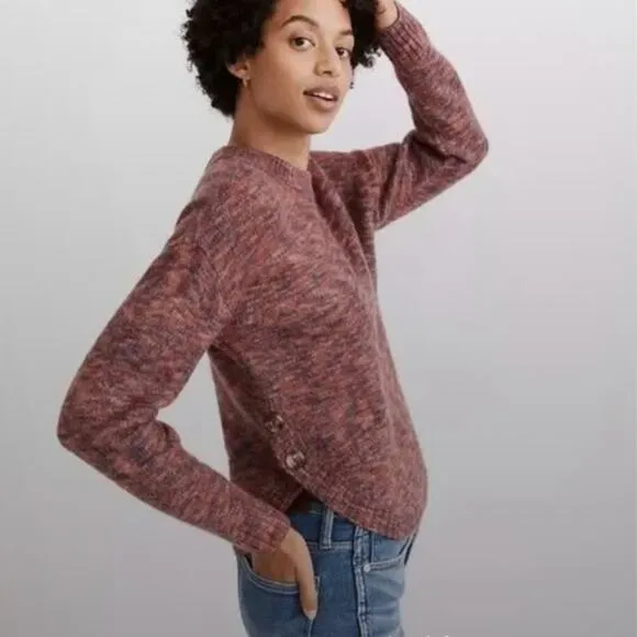 Madewell Space-Dyed Birchmont Side Button Pullover Sweater Size Small