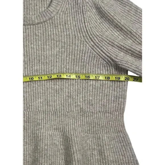 Madewell Women XL Peplum Pullover Sweater Beige Ribbed Knit Wool Acrylic