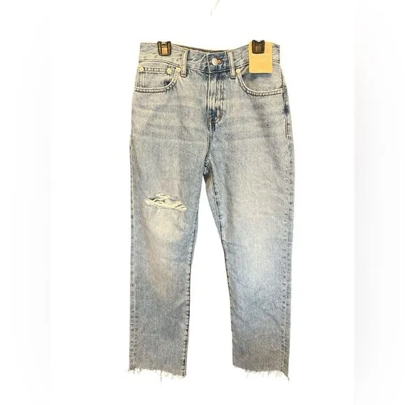 Madewell Women’s The Petite '90s Straight Jean distressed revoir wash Sz 24P NWT