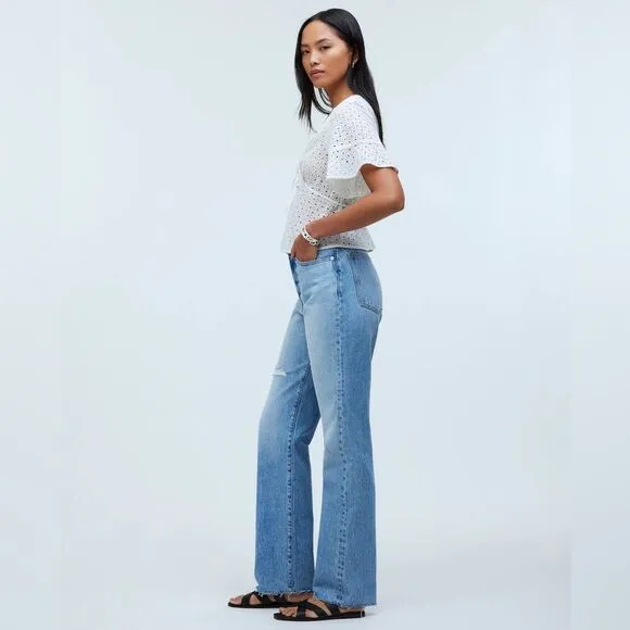 Madewell Women’s The Petite '90s Straight Jean distressed revoir wash Sz 24P NWT