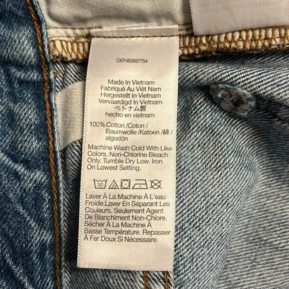 Madewell Women’s The Petite '90s Straight Jean distressed revoir wash Sz 24P NWT
