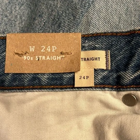 Madewell Women’s The Petite '90s Straight Jean distressed revoir wash Sz 24P NWT