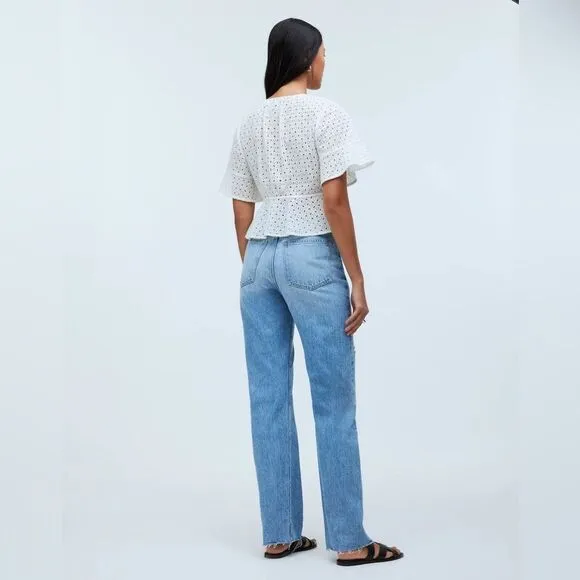 Madewell Women’s The Petite '90s Straight Jean distressed revoir wash Sz 24P NWT
