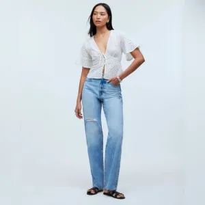 Madewell Women’s The Petite '90s Straight Jean distressed revoir wash Sz 24P NWT