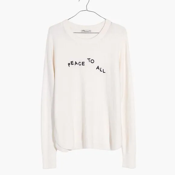 MADEWELL Peace to All Westlake Pullover Sweater in Coziest Yarn L